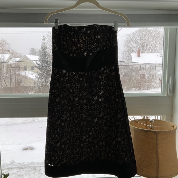 Black Lace Strapless Dress - Picture 3 of 10
